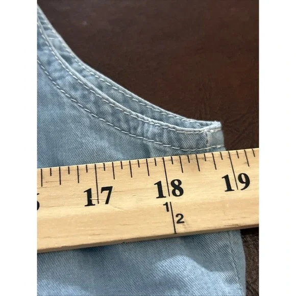 Liz wear Liz Claiborne Denim Western Vest Size M Blue Floral Patchwork Button - Picture 4 of 15